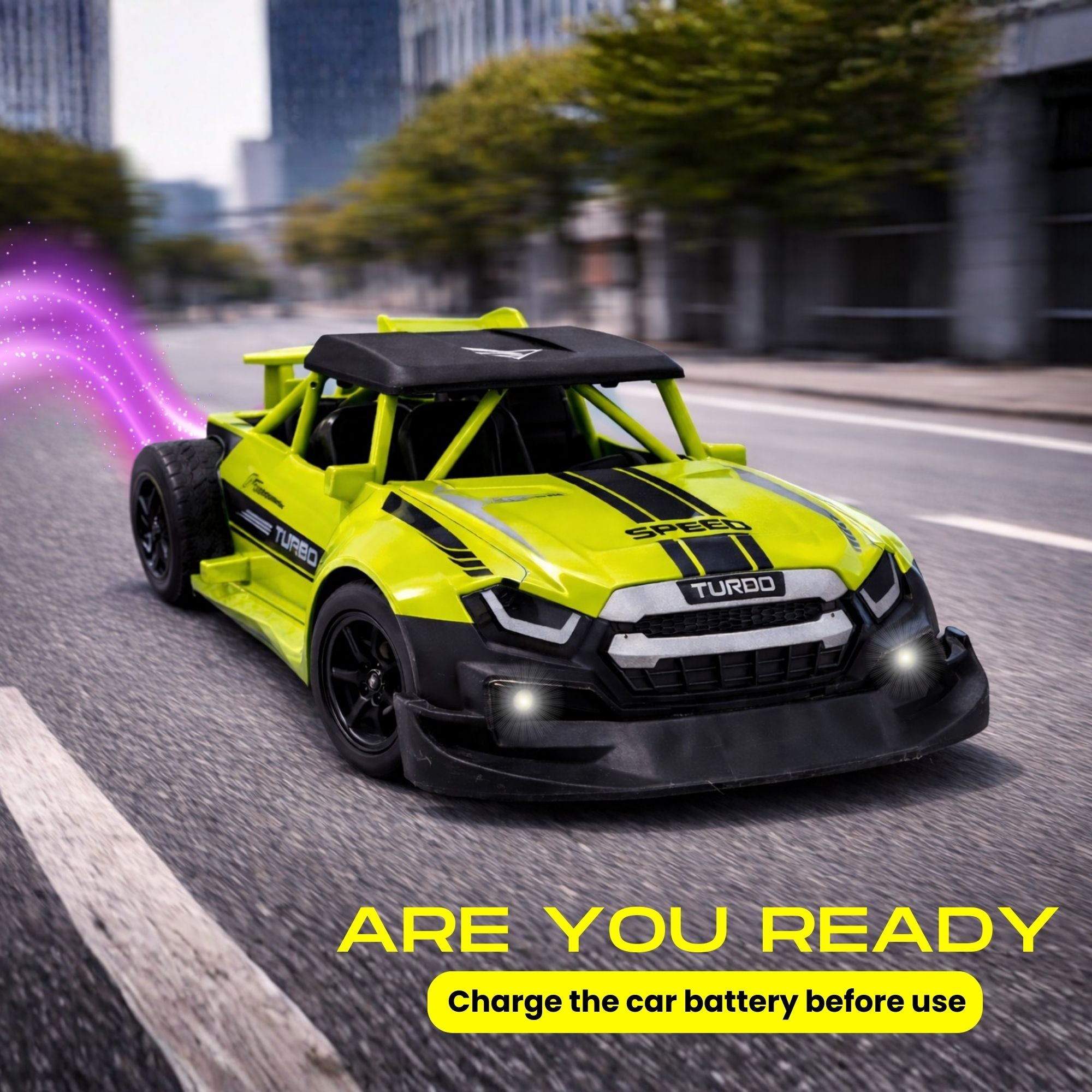 TOYTALES High Speed Smoke Car with Flashing Lights Rechargeable Remote Control Racing Car