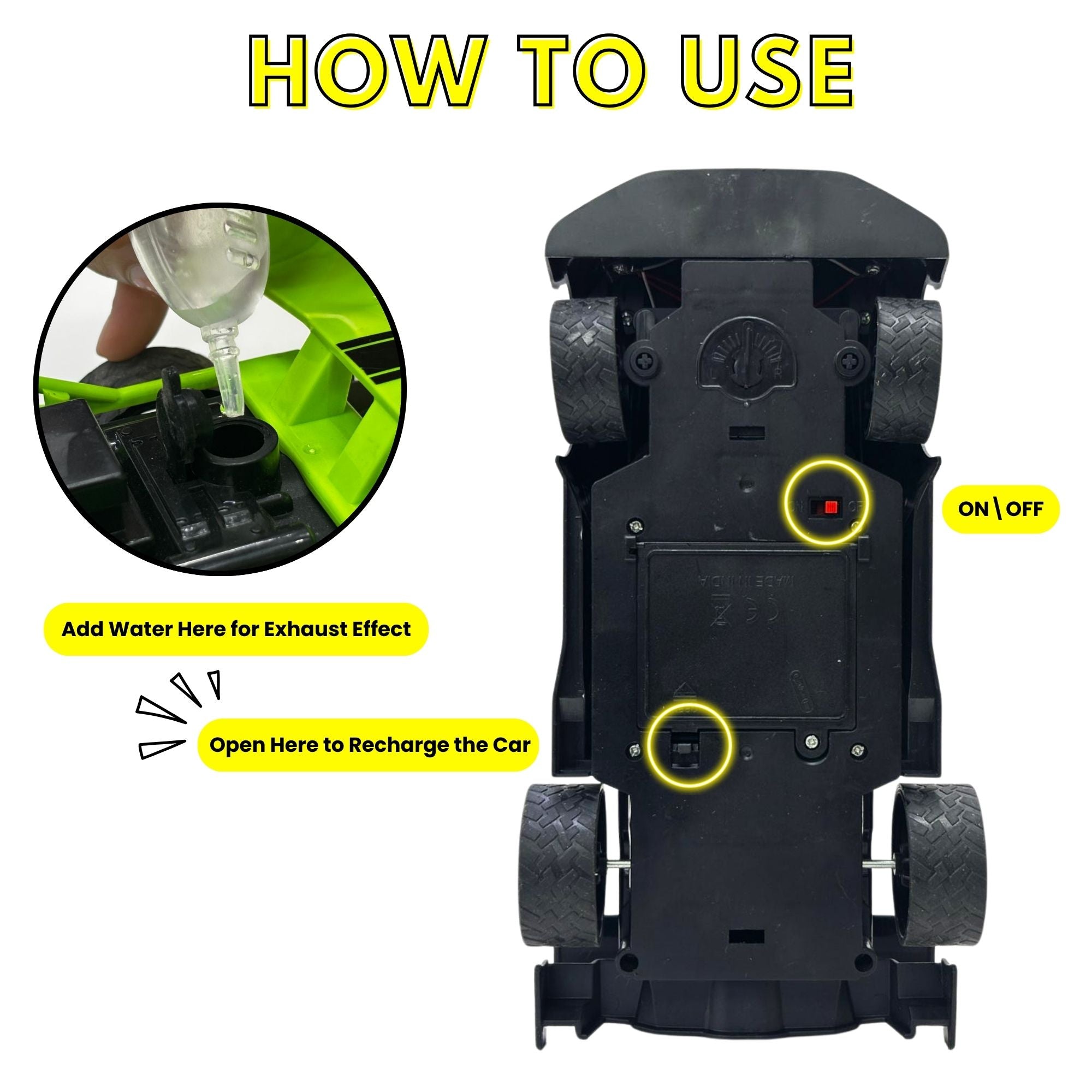 TOYTALES High Speed Smoke Car with Flashing Lights Rechargeable Remote Control Racing Car