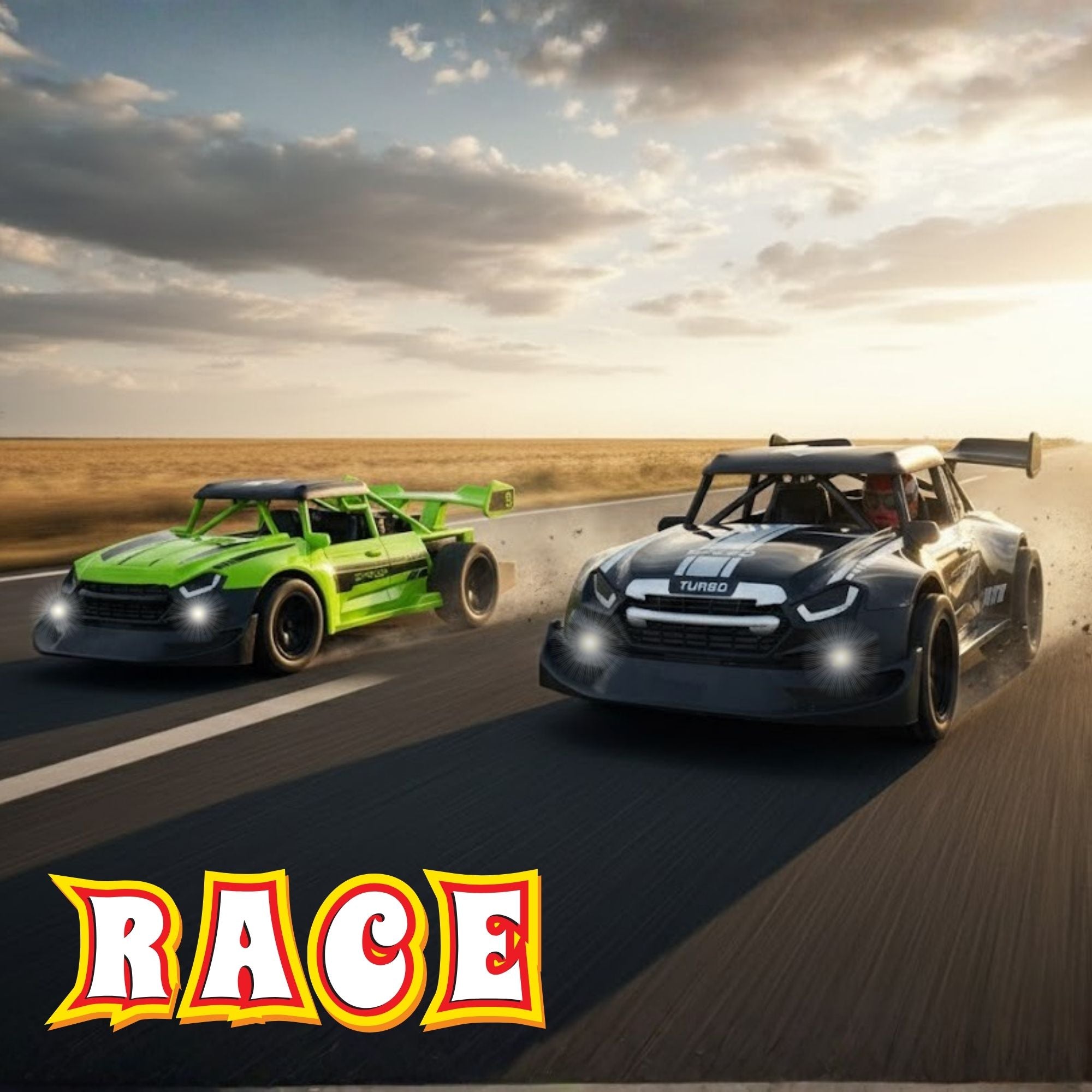 TOYTALES High Speed Smoke Car with Flashing Lights Rechargeable Remote Control Racing Car