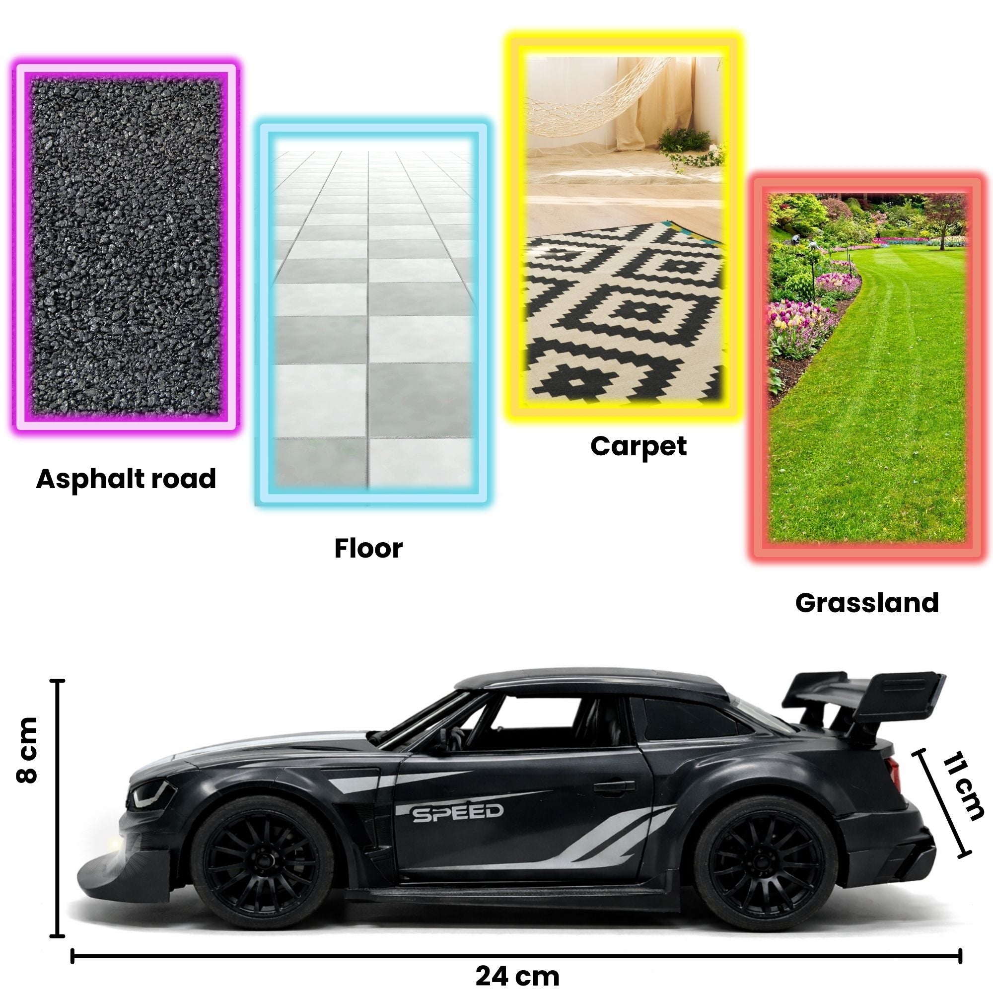 TOYTALES High Speed Smoke Car with Flashing Lights Rechargeable Remote Control Racing Car