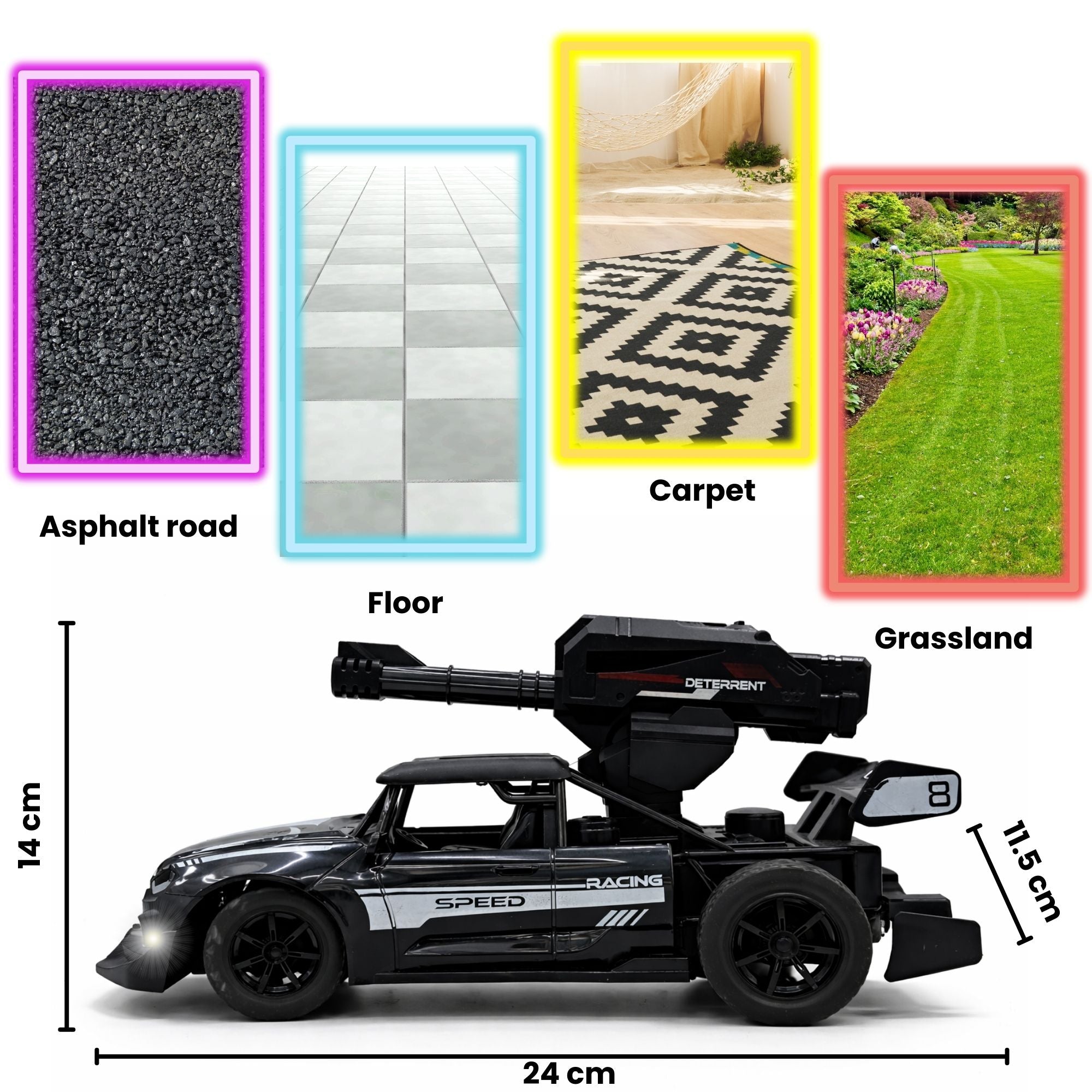 TOYTALES High Speed Gel Water Bomb Blaster Remote Control Car with Smoke & LED Lights