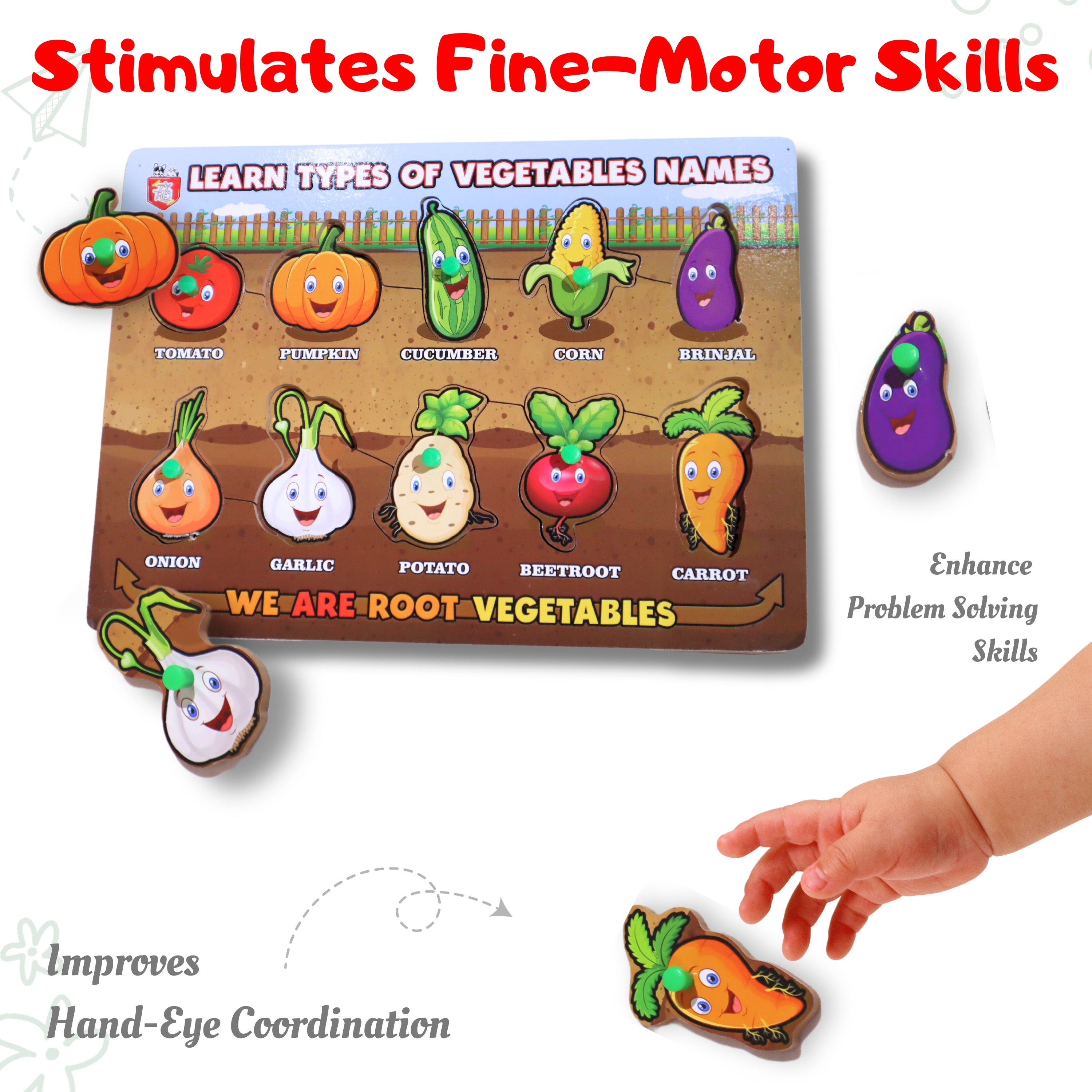 TOYTALES Vegetables Learning Puzzle Board for Kids Age 2+