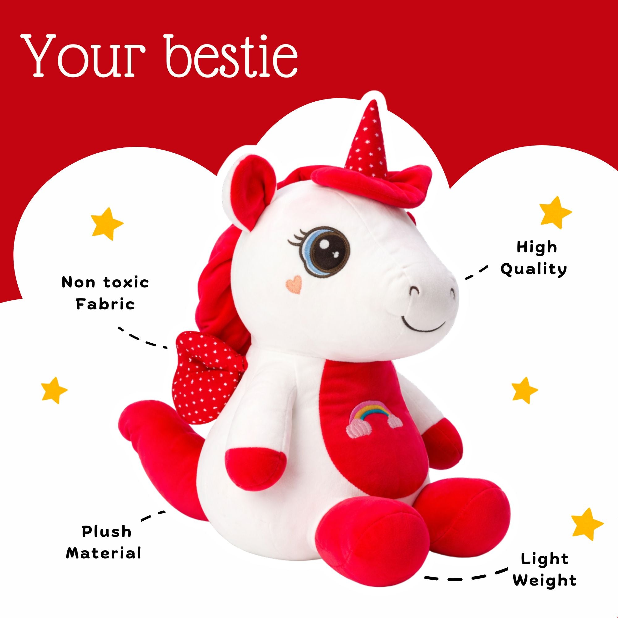 TOYTALES Gracie Unicorn Soft Plush Toy | Animal Stuffed Toy 45cm, Assorted Colors