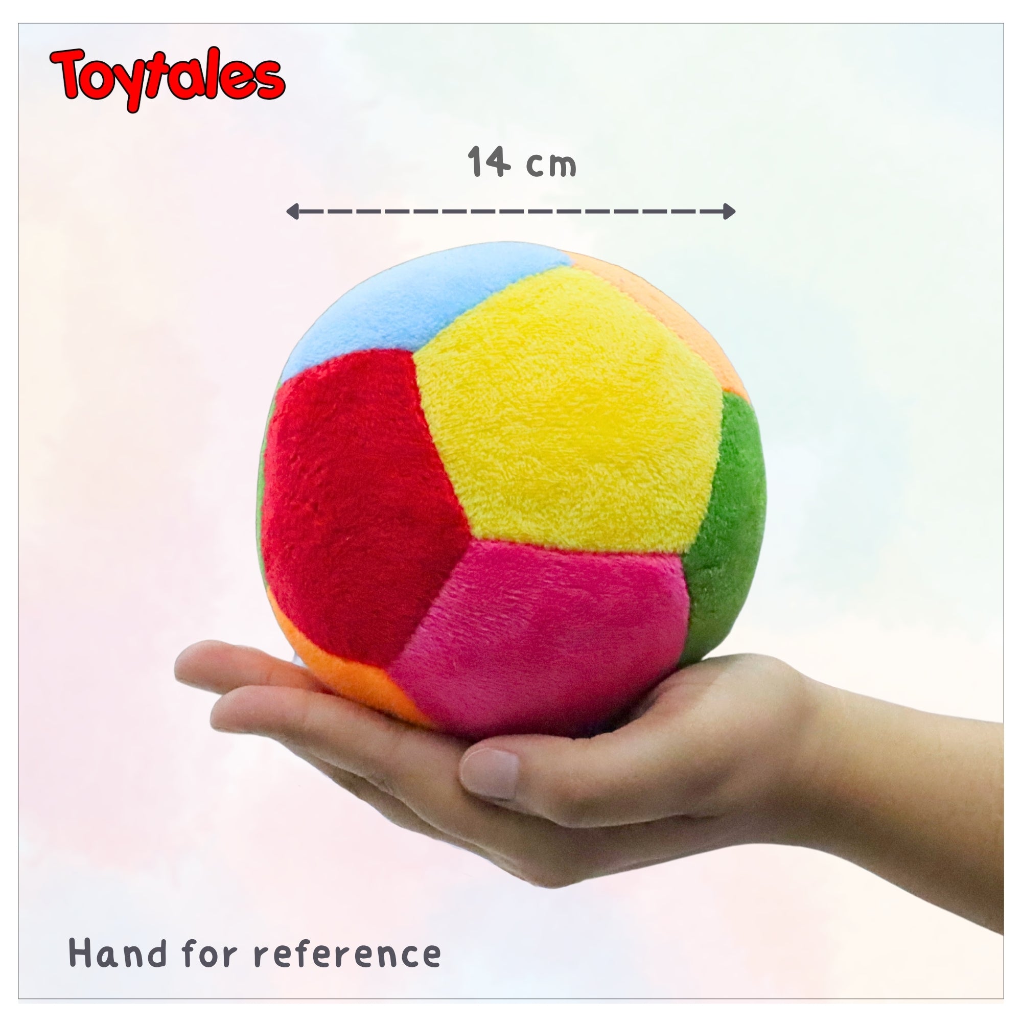 TOYTALES Plush Rattle Ball – Soft Colorful Baby Toy 14cm