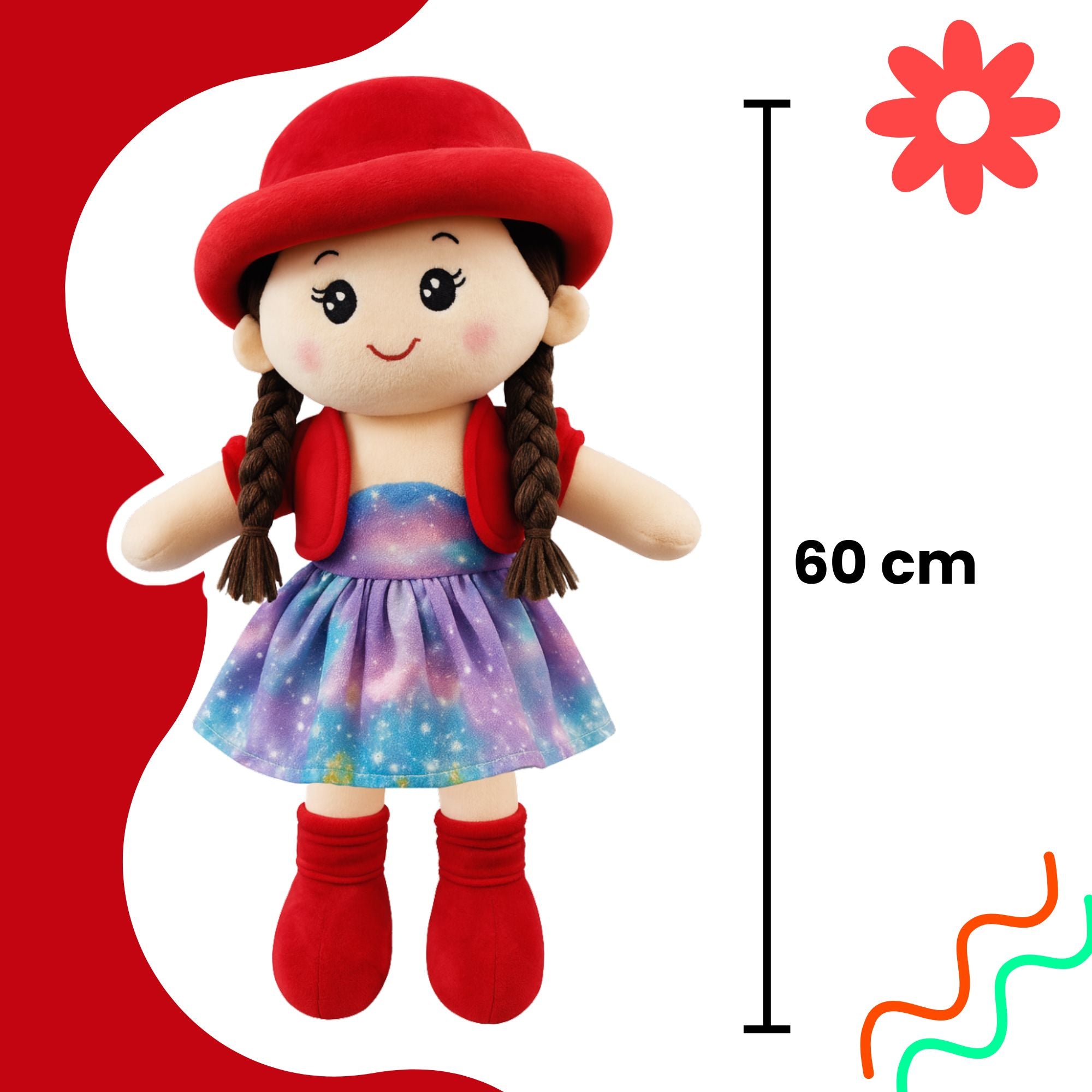 TOYTALES Cap Doll Soft Plush Doll | Stuffed Toy 60cm, Assorted Colors