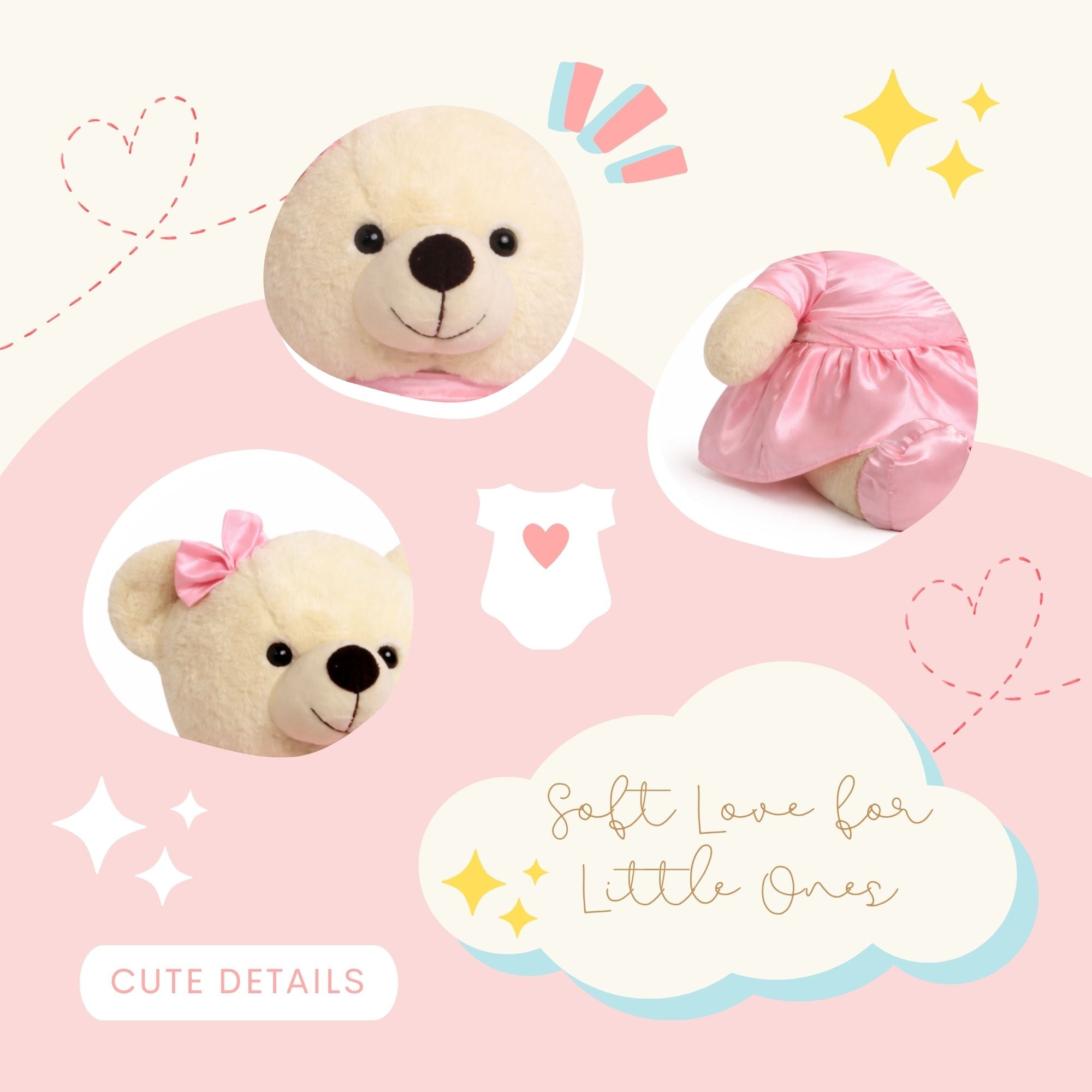 TOYTALES Frock Bear Soft Plush Teddy Bear with Dress | Cute Kids Toy 45cm