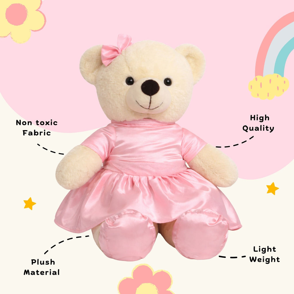 TOYTALES Frock Bear Soft Plush Teddy Bear with Dress | Cute Kids Toy 45cm