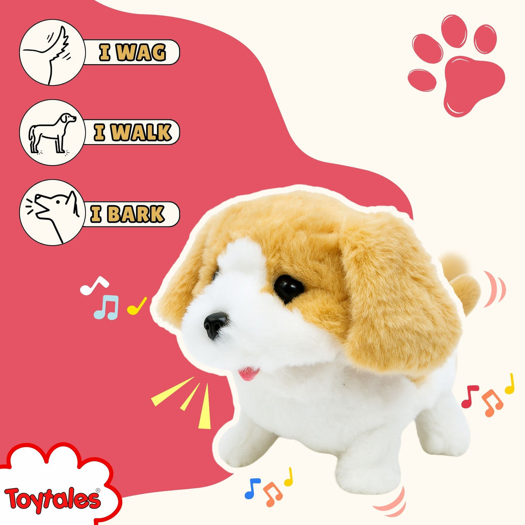 TOYTALES Walking & Barking Snooby Dog, Interactive Plush Puppy Toy