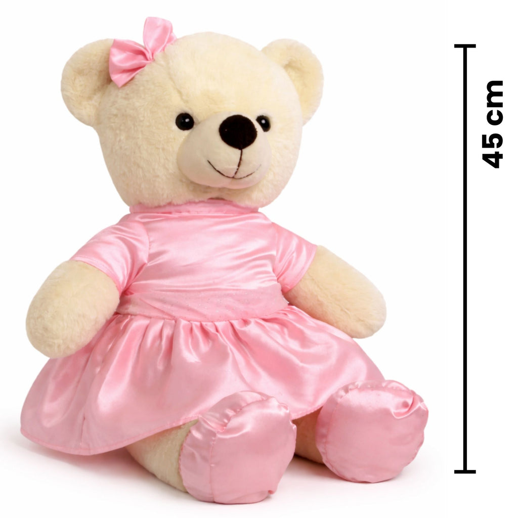 TOYTALES Frock Bear Soft Plush Teddy Bear with Dress | Cute Kids Toy 45cm