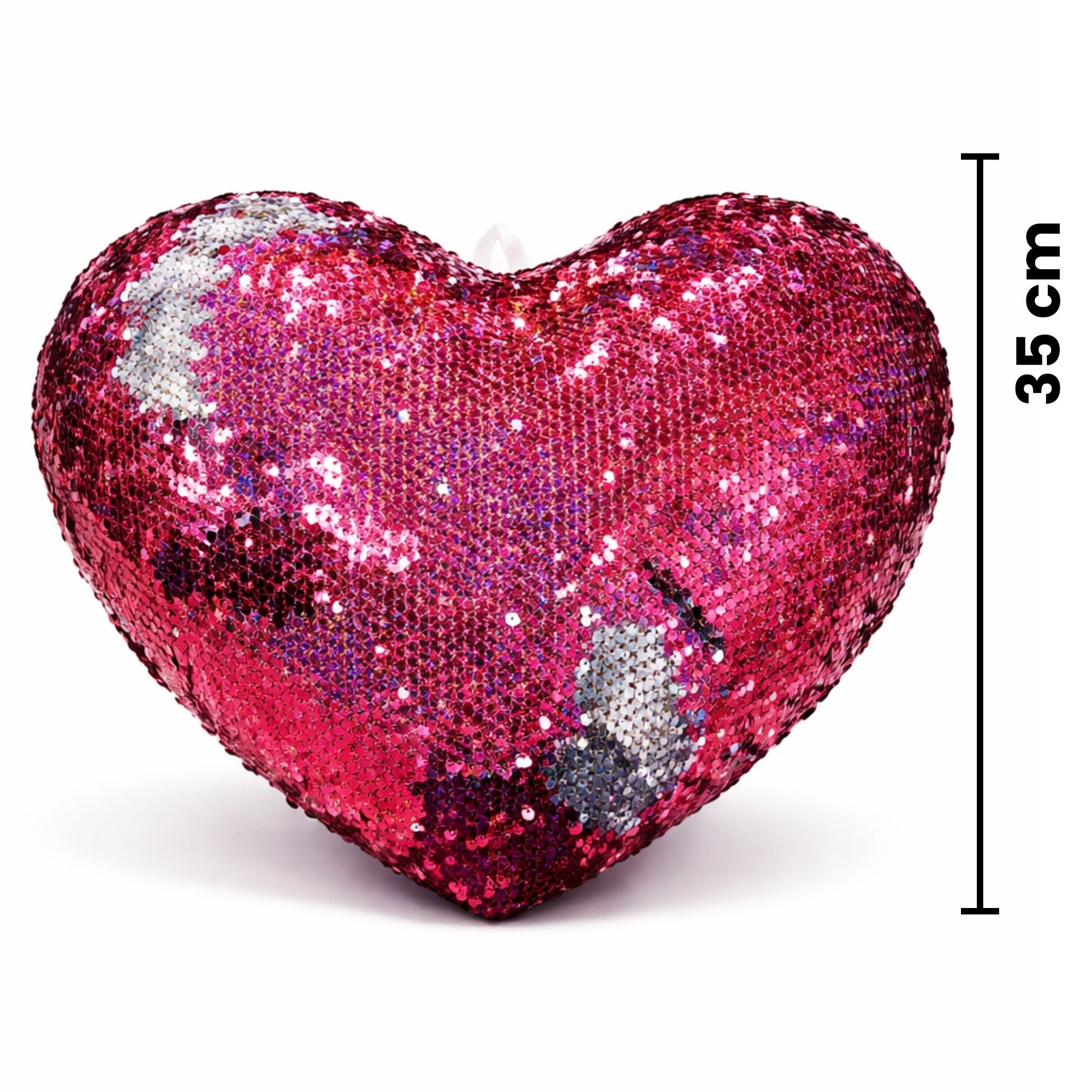 TOYTALES Sequin Heart Cushion | Multicolor Soft Plush Pillow 35cm (Pack of 1)