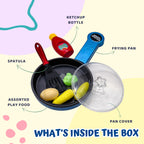 Kids Pretend Play Kitchen Toy Set with Frying Pan, Spatula, Vegetables & Ketchup Bottle – Educational Cooking Role Play Set for Toddlers & Children