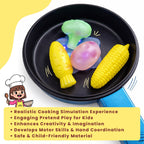 Kids Pretend Play Kitchen Toy Set with Frying Pan, Spatula, Vegetables & Ketchup Bottle – Educational Cooking Role Play Set for Toddlers & Children
