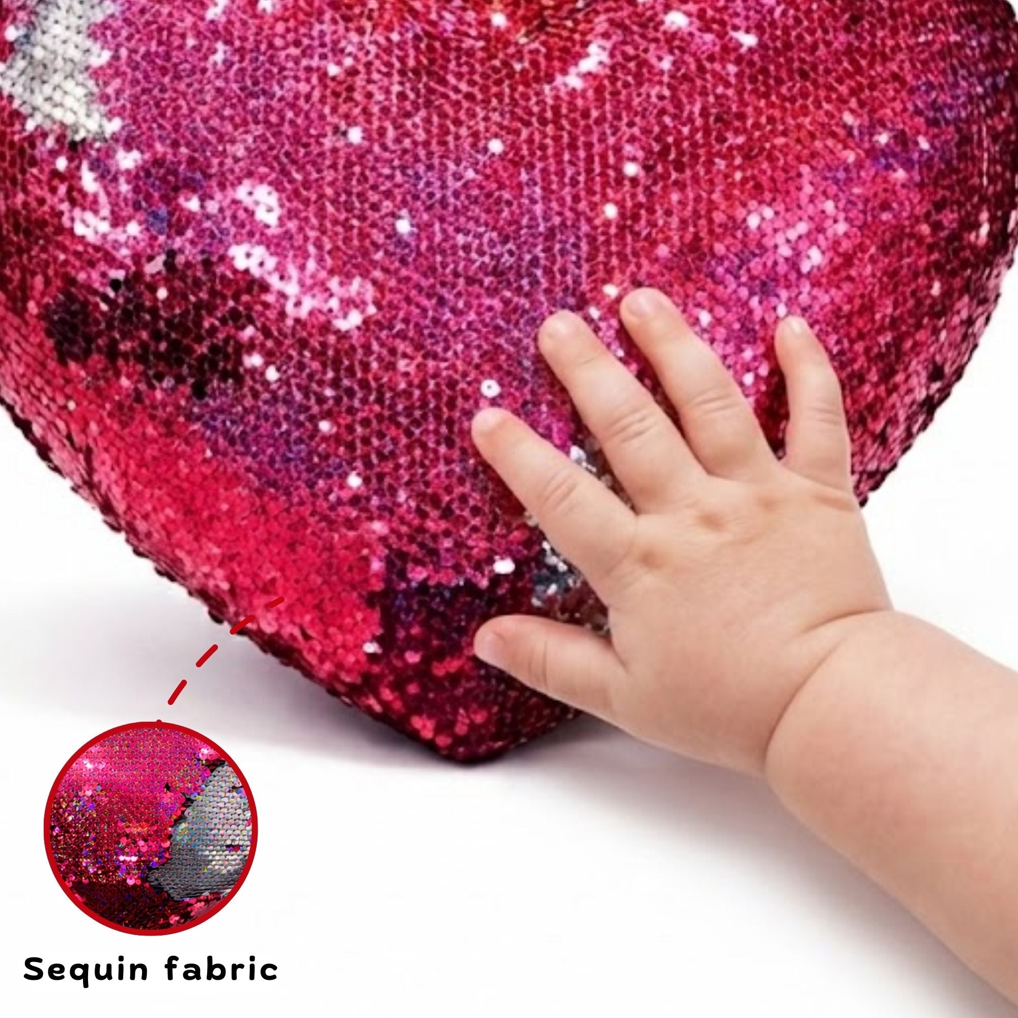 TOYTALES Sequin Heart Cushion | Multicolor Soft Plush Pillow 35cm (Pack of 1)