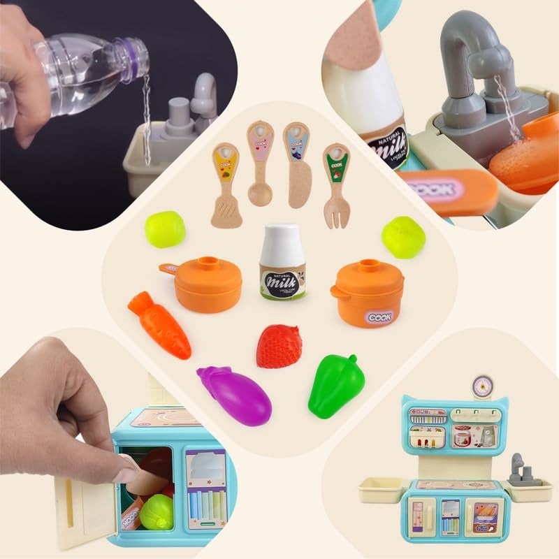 TOYTALES Kids Kitchen Play Set Pretend Cooking Toy with Utensils