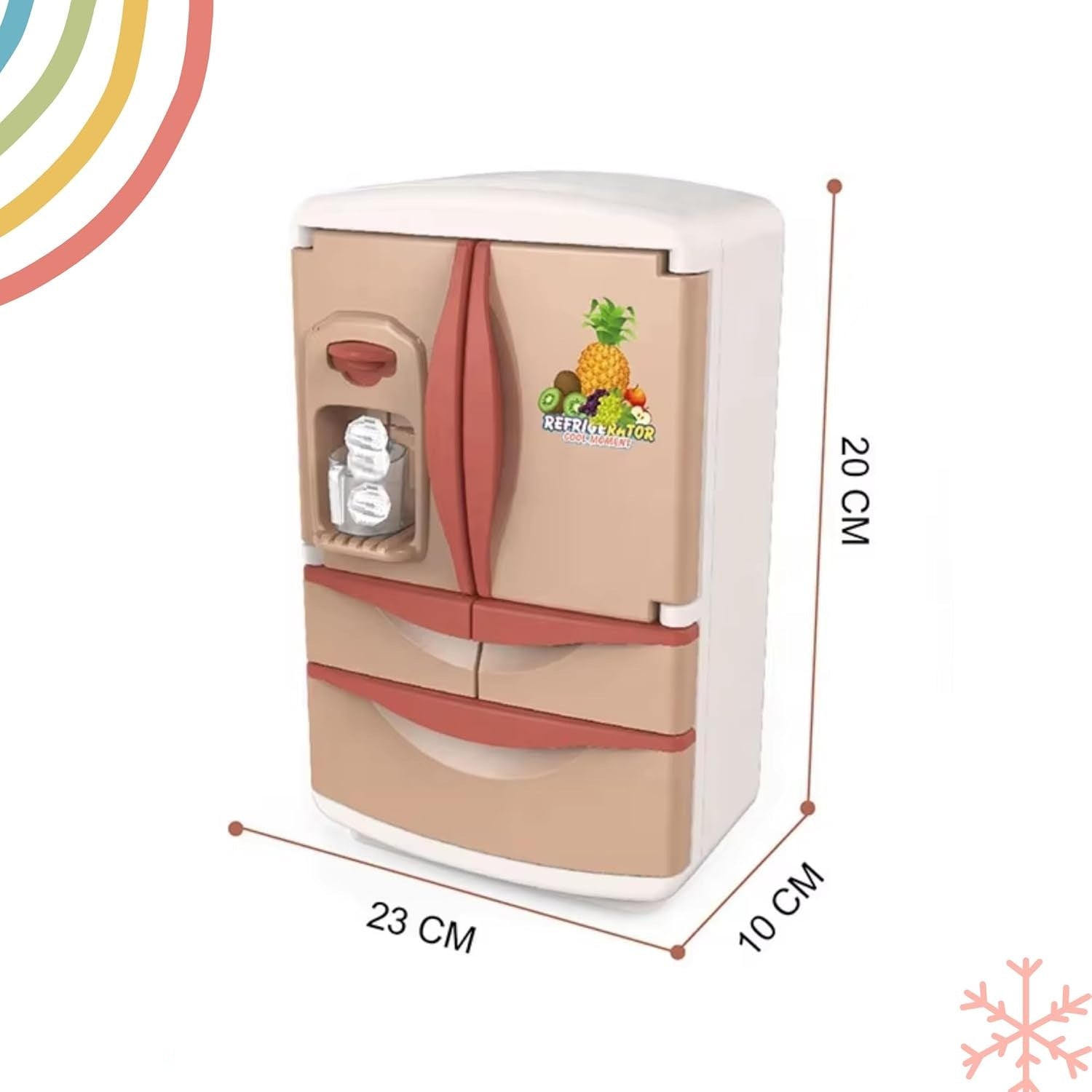 TOYTALES Mini Fridge Toy for Kids with Lights, Music & Ice Dispenser for 3+ Year Old