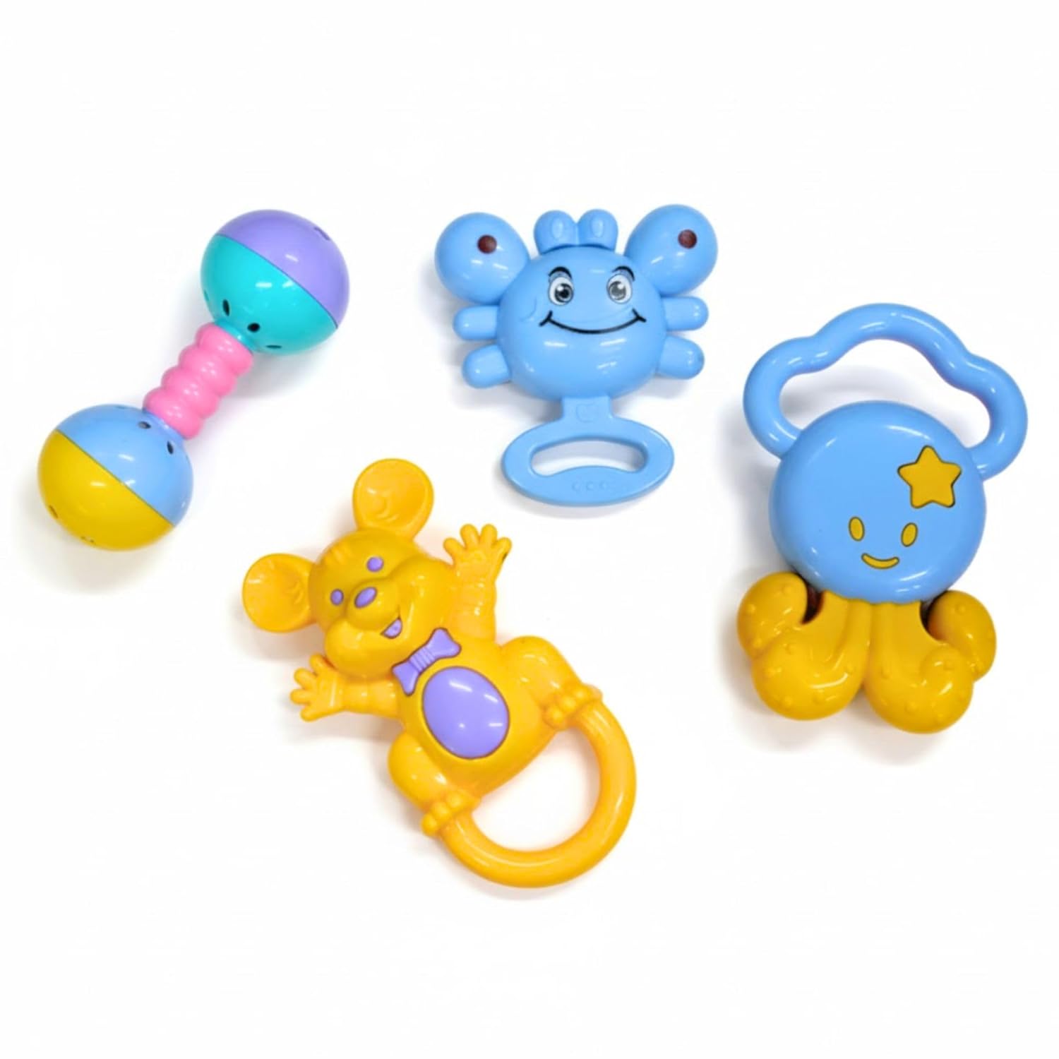 TOYTALES Baby Rattle and Teether Toy Set 4 Piece Sensory Toys for Newborns