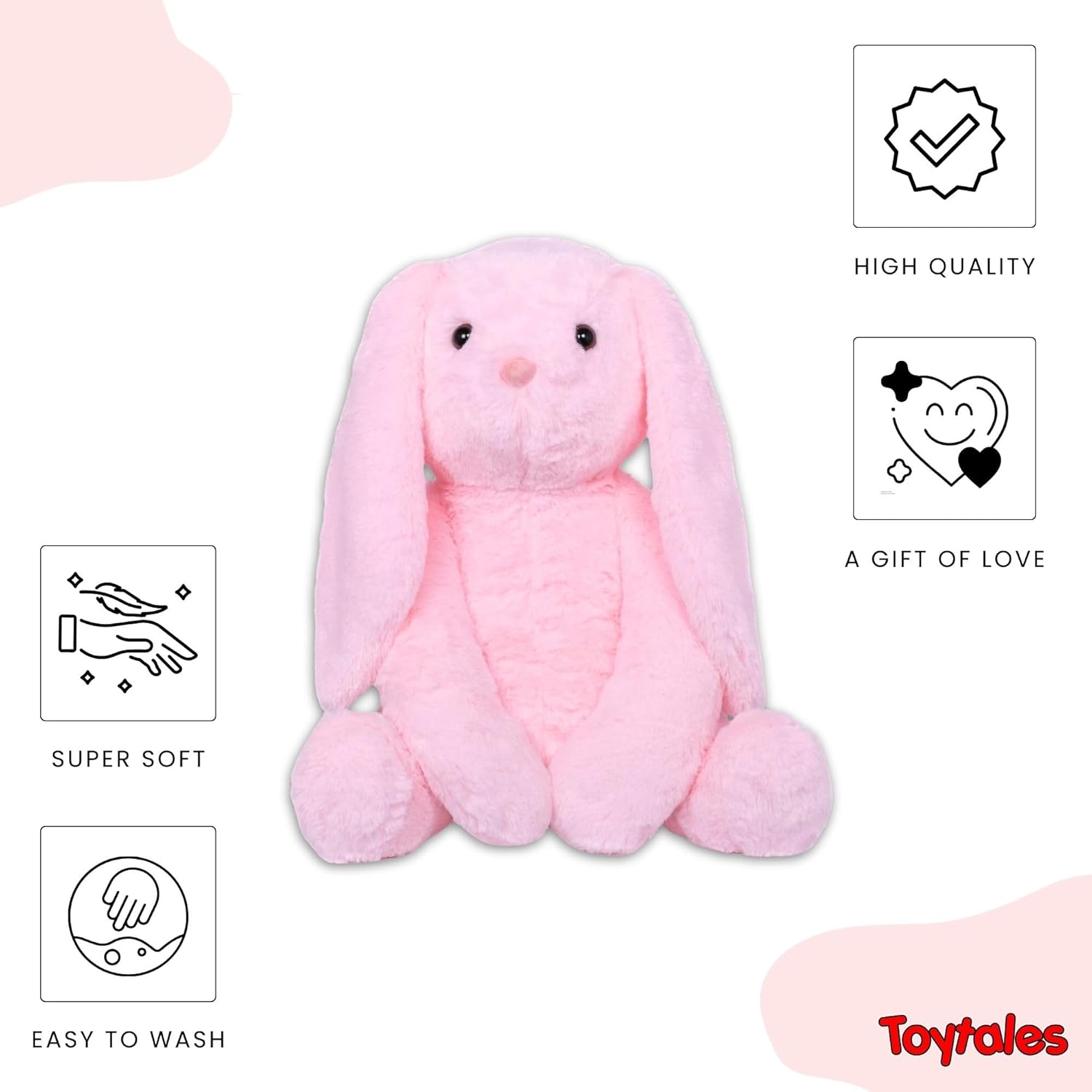 TOYTALES  Bunny Rabbit Soft Toy - Pink, 35cm