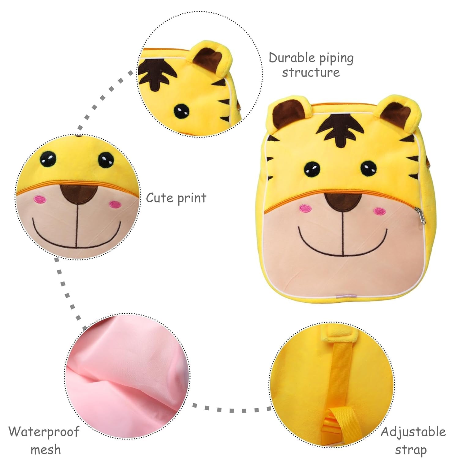 TOYTALES Tiger Plush Backpack  Soft Nursery & Travel Bag for Kids