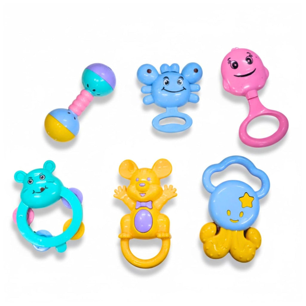 TOYTALES Baby Rattle and Teether Toy Set 6 Piece Sensory Toys for Newborns