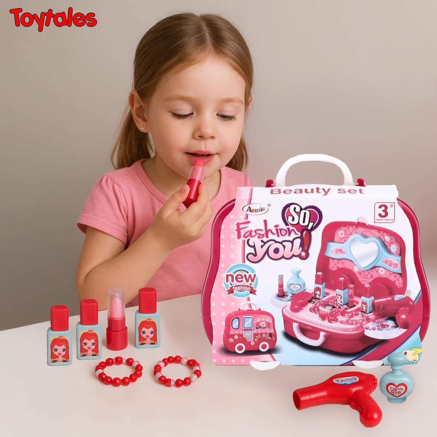 TOYTALES Kids Makeup Kit for Girls Pretend Play Beauty Set with Accessories for Toddlers