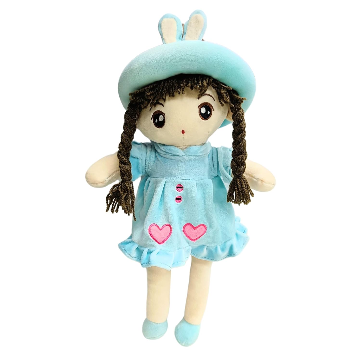 TOYTALES Soft Stuffed Doll with Bunny Hat Washable Huggable Plush Doll For Kids