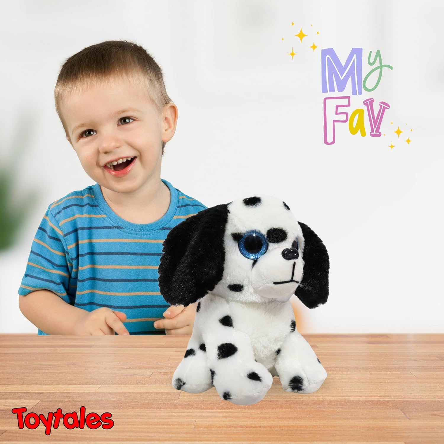 TOYTALES Black & White Dog Cuddly Puppy Soft Toy 22cm