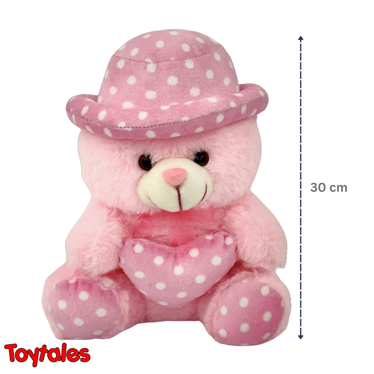 TOYTALES Pink Cap Teddy Bear – Soft 30CM Huggable Plush Toy For Kids
