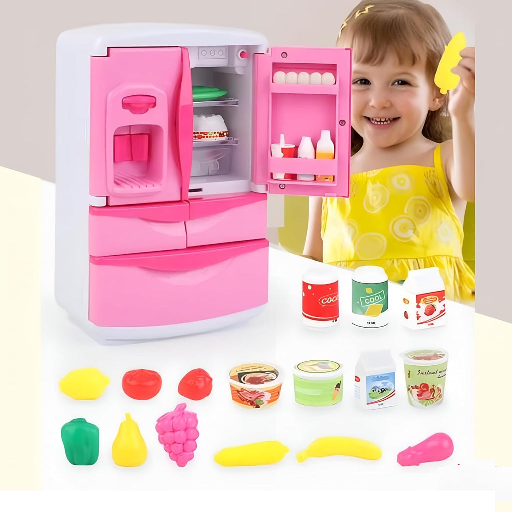 TOYTALES Mini Fridge Toy for Kids with Lights, Music & Ice Dispenser for 3+ Year Old