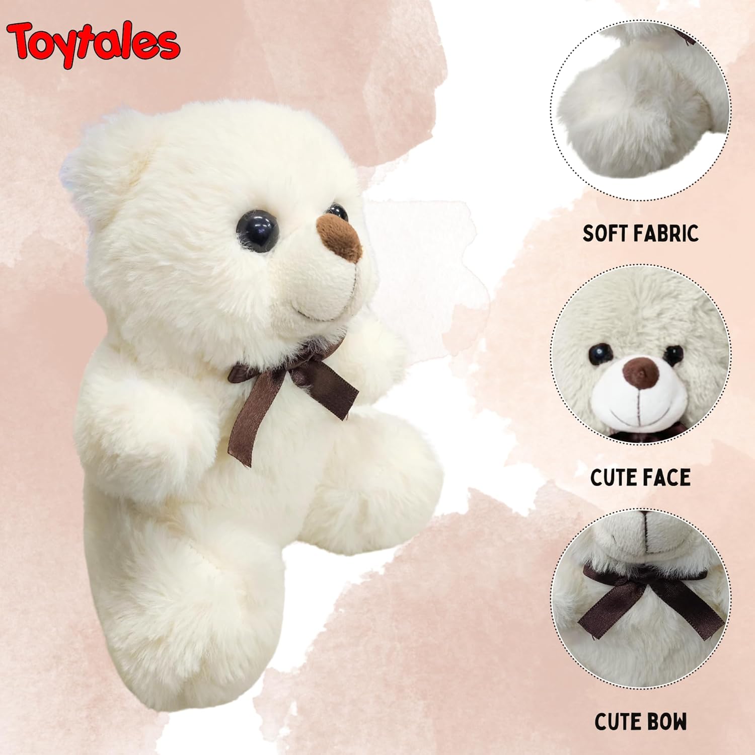 TOYTALES Teddy Bear Soft Toy  – Cream, 25cm