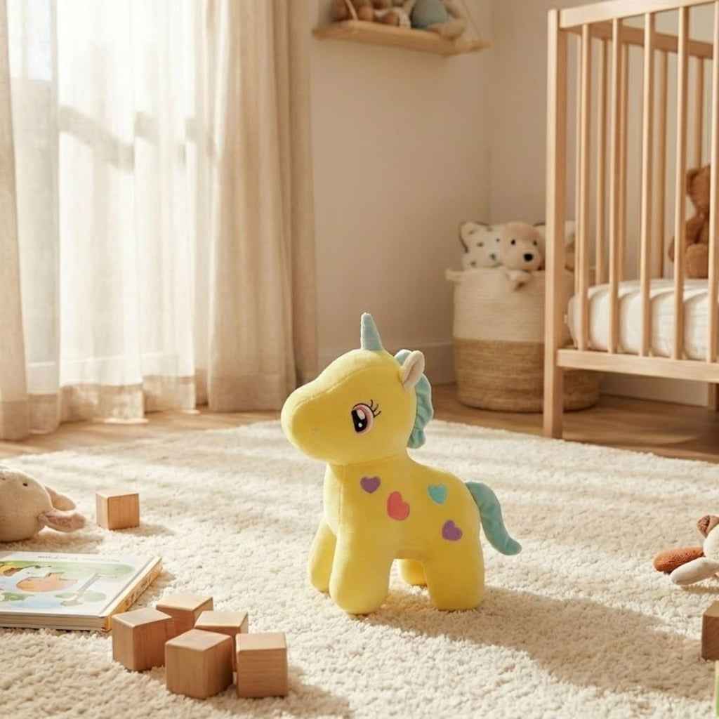 TOYTALES Unicorn Soft Toy 25cm Yellow Huggable Plush for Kids
