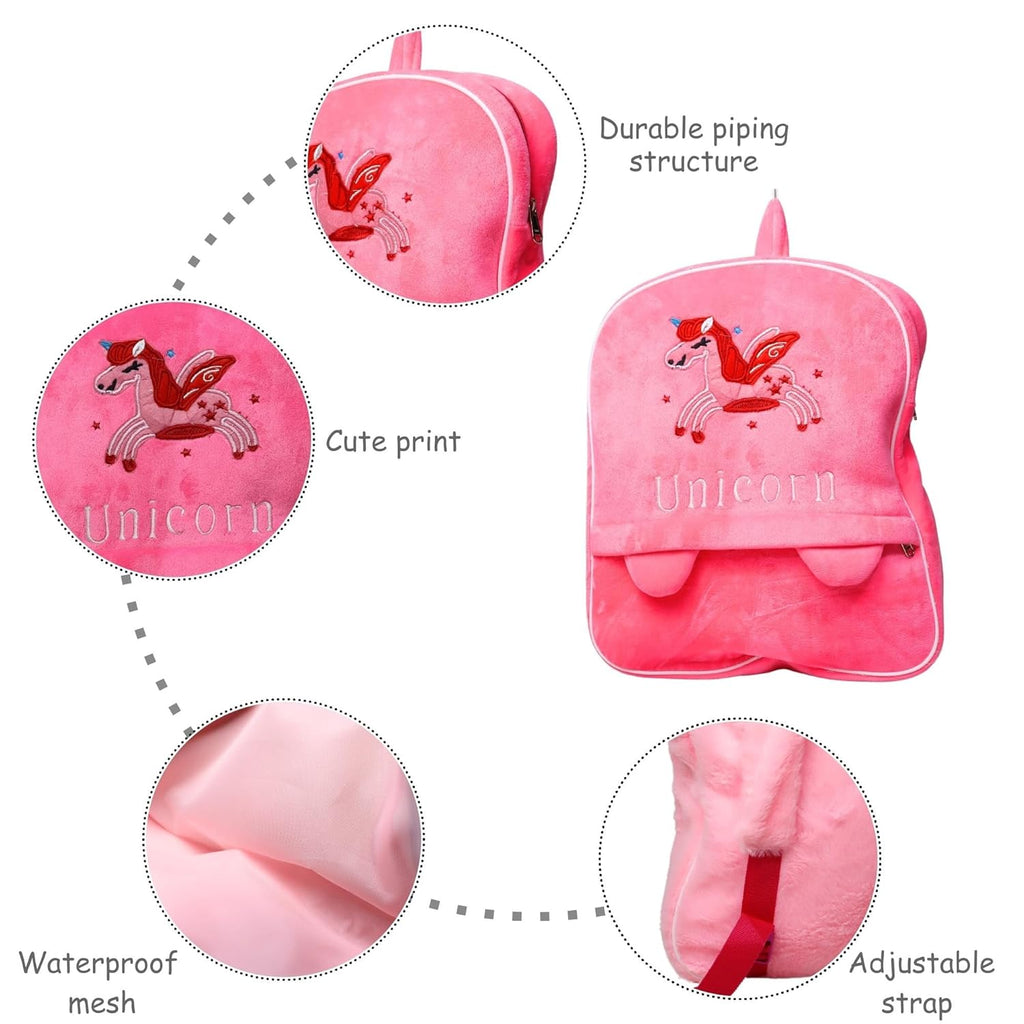 TOYTALES Unicorn Plush Backpack Soft Velvet Nursery Bag for Kids
