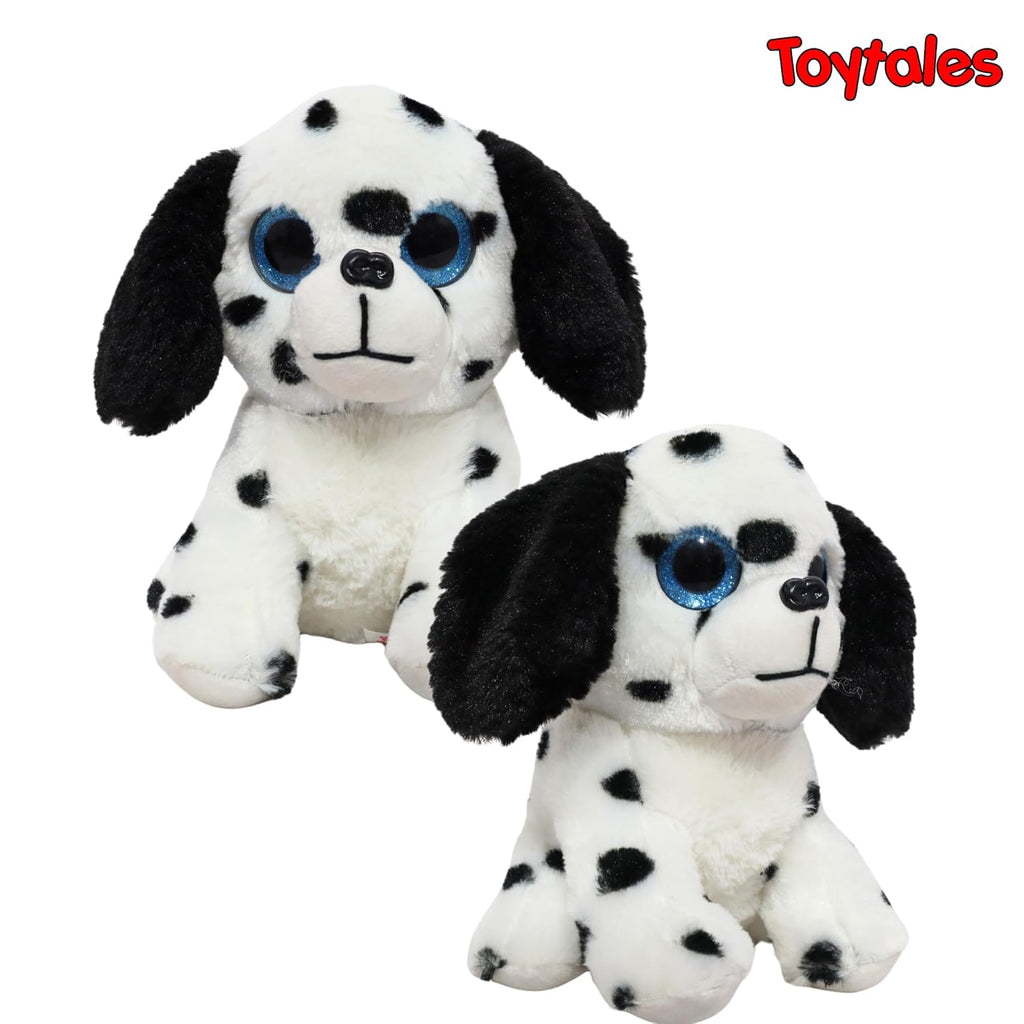 TOYTALES Black & White Dog Cuddly Puppy Soft Toy 22cm