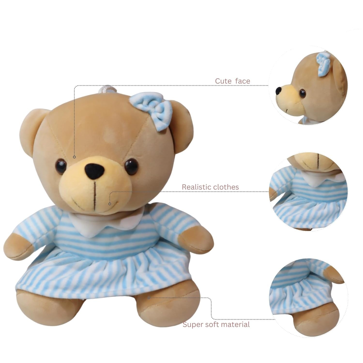 TOYTALES Teddy Bear Soft Plush Toy 30cm Cute and Cuddly Stuffed Animal For Kids