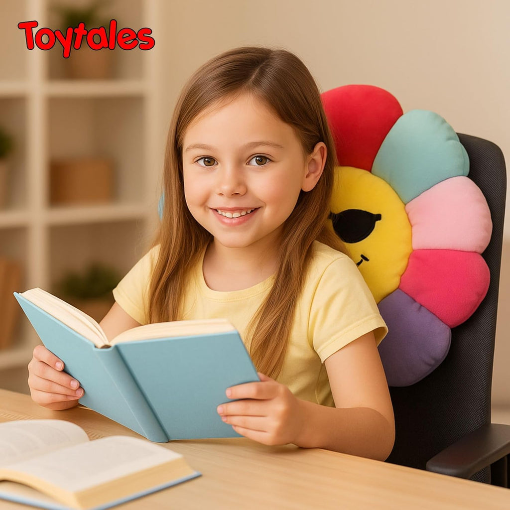 TOYTALES Emoji Flower Cushion Soft Plush Pillow With Colorful Petals (Assorted)