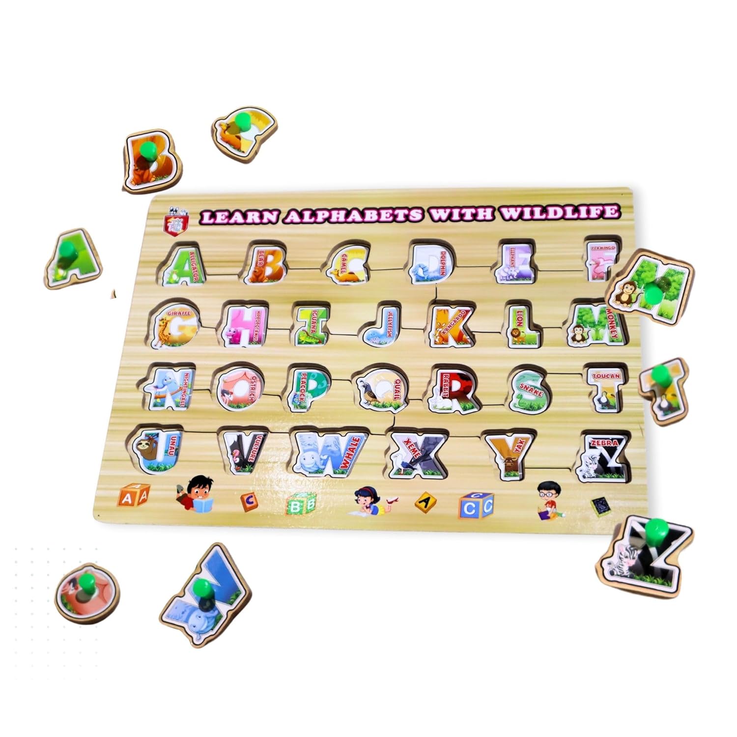 TOYTALES Alphabet Learning Puzzle Board for Kids ABC Educational Cardboard Toy for Toddlers