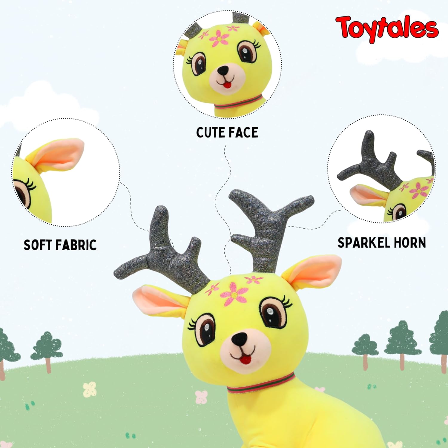 TOYTALES Reindeer Plush Soft Toy 40 cm Cute Huggable Gift for Kids