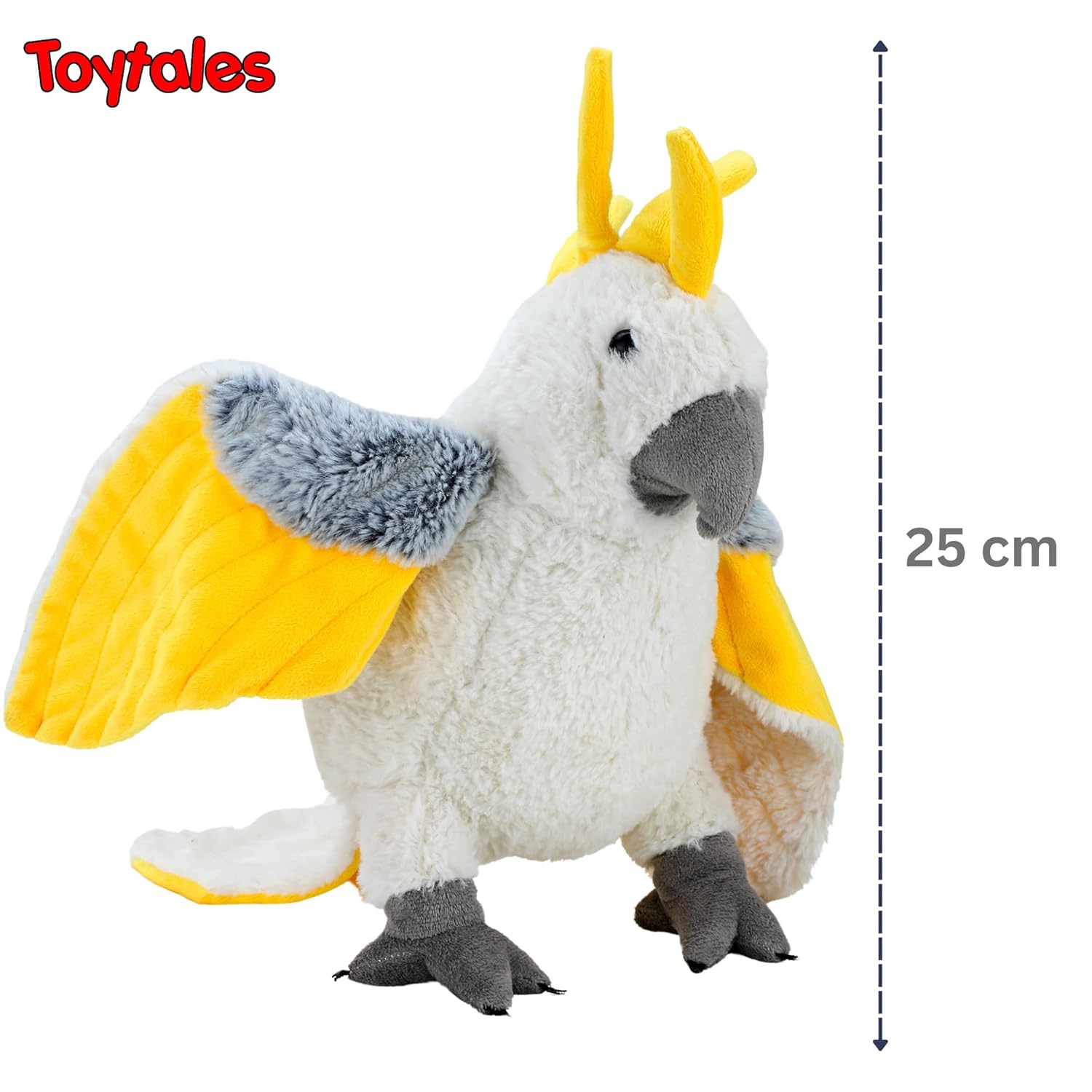 TOYTALES Cockatoo Parrot Plush Bird Soft Toy Stuffed Animal for Kids 25cm