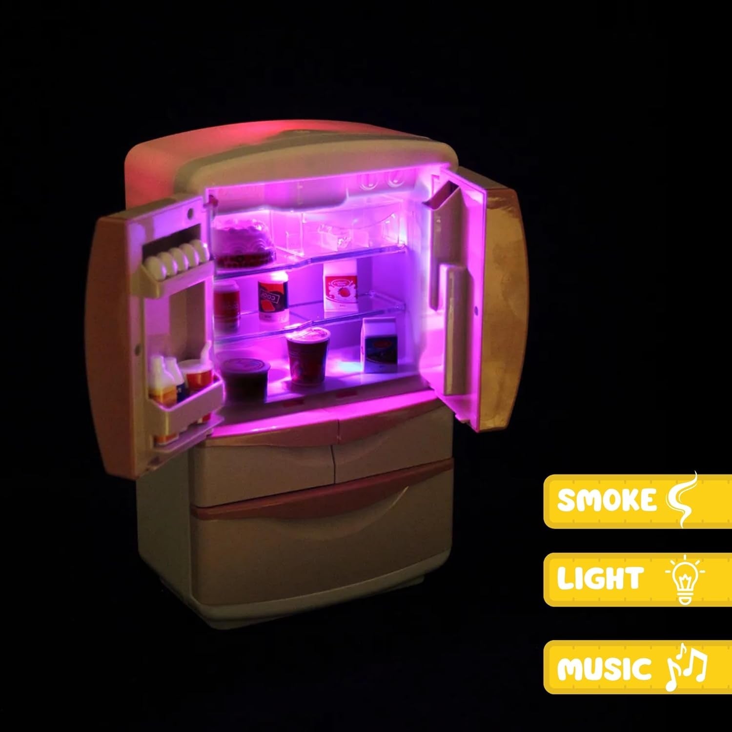 TOYTALES Mini Fridge Toy for Kids with Lights, Music & Ice Dispenser for 3+ Year Old