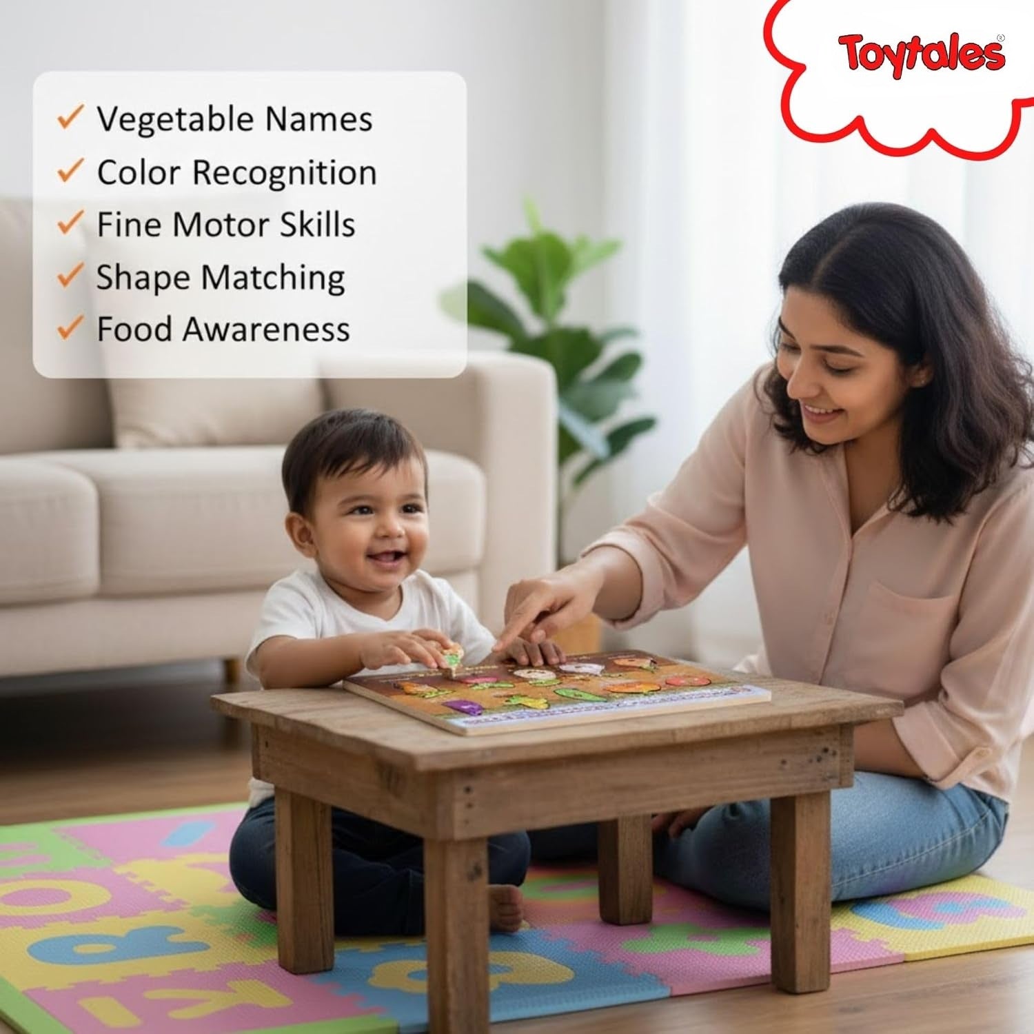 TOYTALES Vegetables Learning Puzzle Board for Kids Age 2+