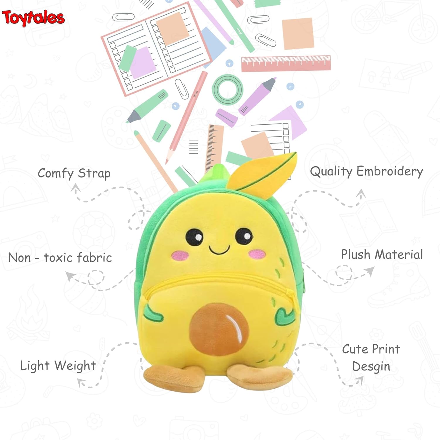 TOYTALES Mango School Bag Plush Soft Backpack for Kids