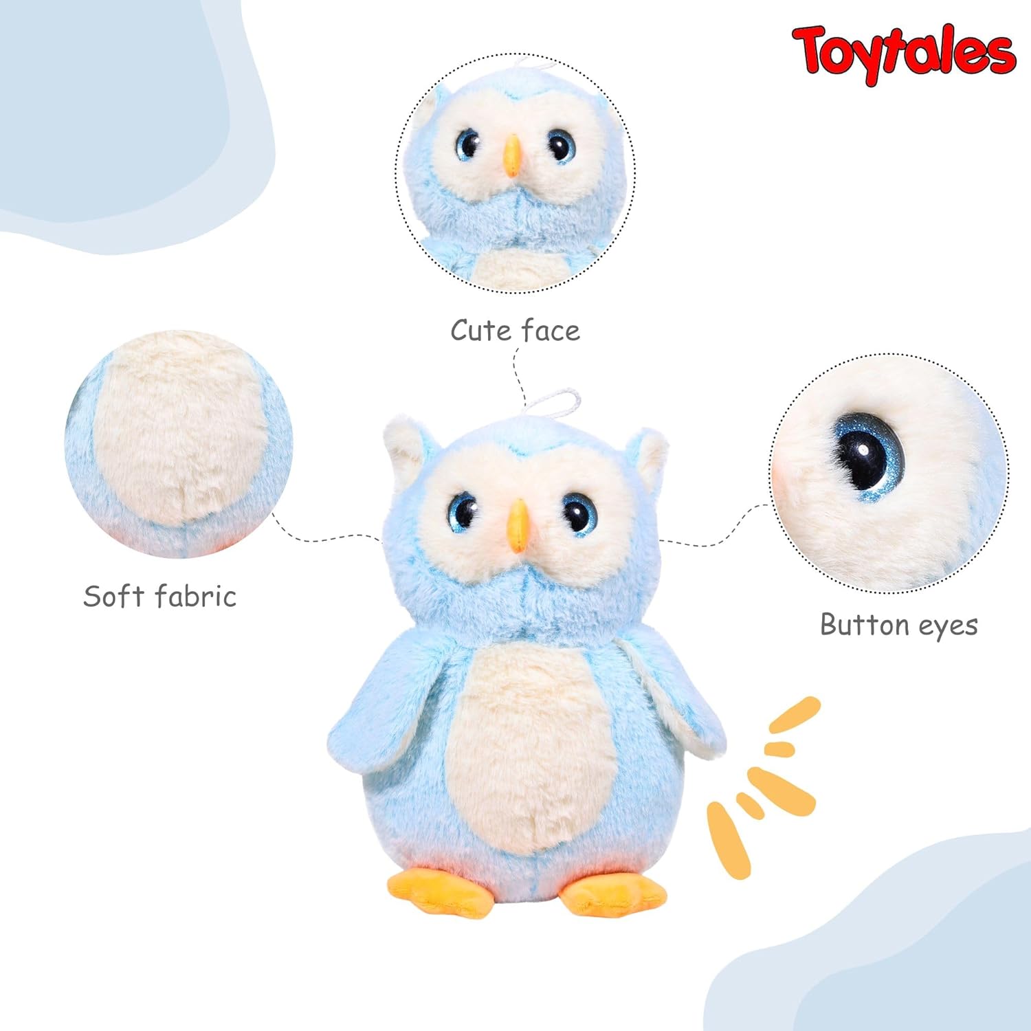 TOYTALES Plush Owl Soft Toy 35 cm Cute Cuddly Stuffed Animal for Kids Assorted Colors