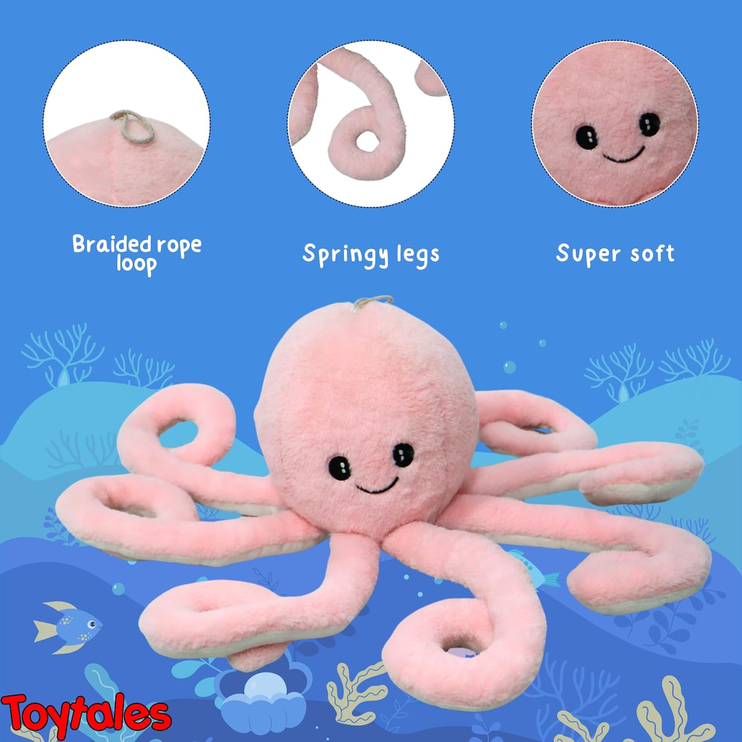TOYTALES Giant Octopus Plush Toy Soft Cuddly Stuffed Animal 45cm
