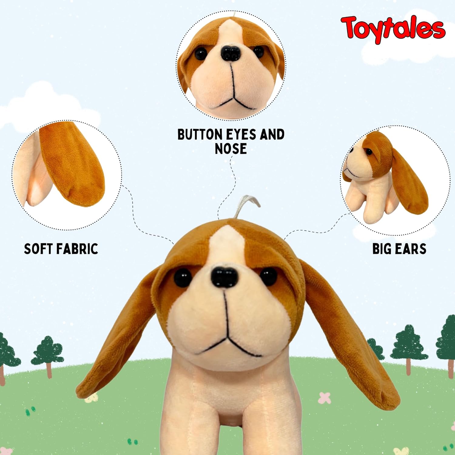 TOYTALES Puppy Dog Soft Toy 18CM Cute Huggable Plush for Kids