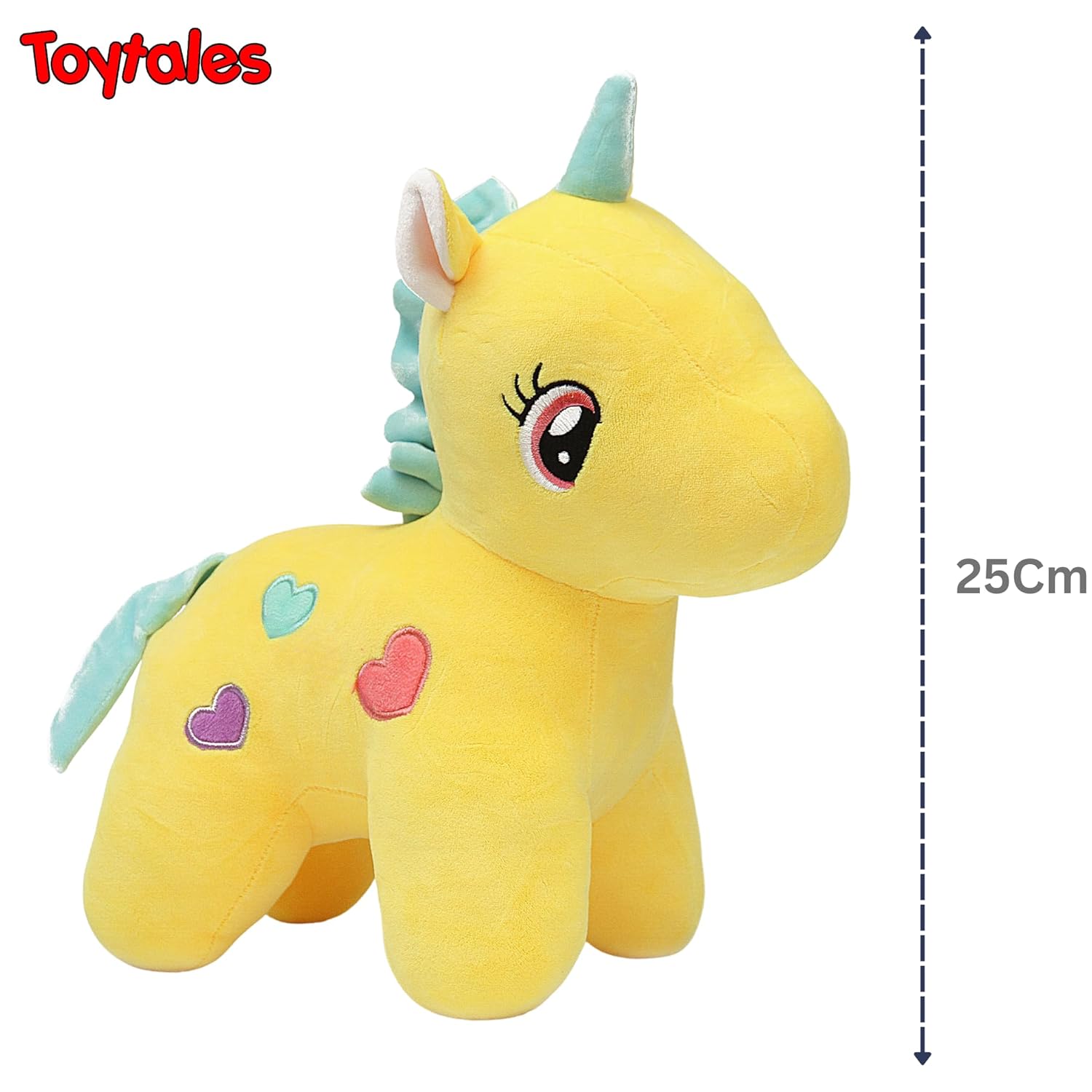 TOYTALES Unicorn Soft Toy 25cm Yellow Huggable Plush for Kids