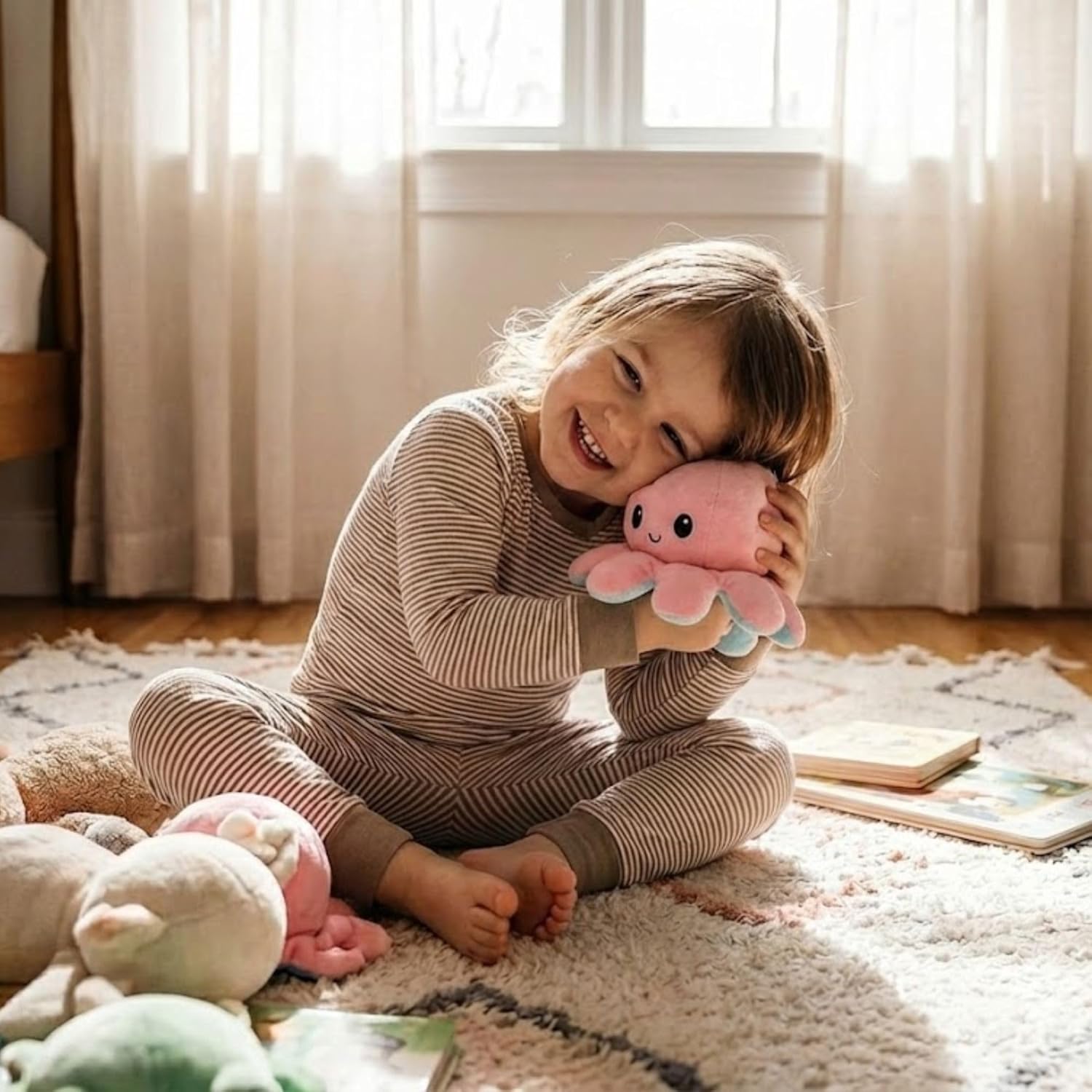 TOYTALES Reversible Octopus Plush Soft Toy Flip Design Cute Stuffed Animal for Kids