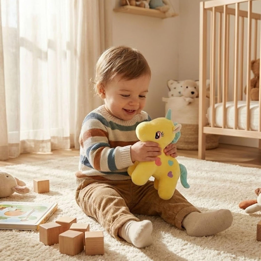 TOYTALES Unicorn Soft Toy 25cm Yellow Huggable Plush for Kids