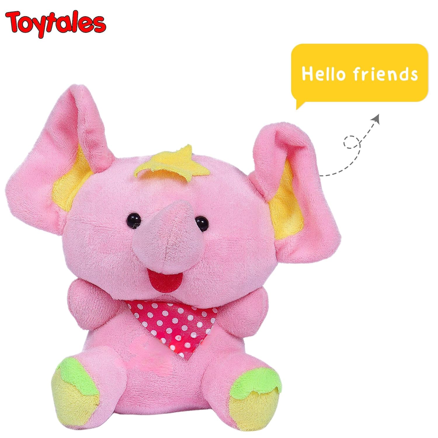 TOYTALES Flora Elephant Hanging Plush Soft Toy Cute Stuffed Animal For Kids 18cm