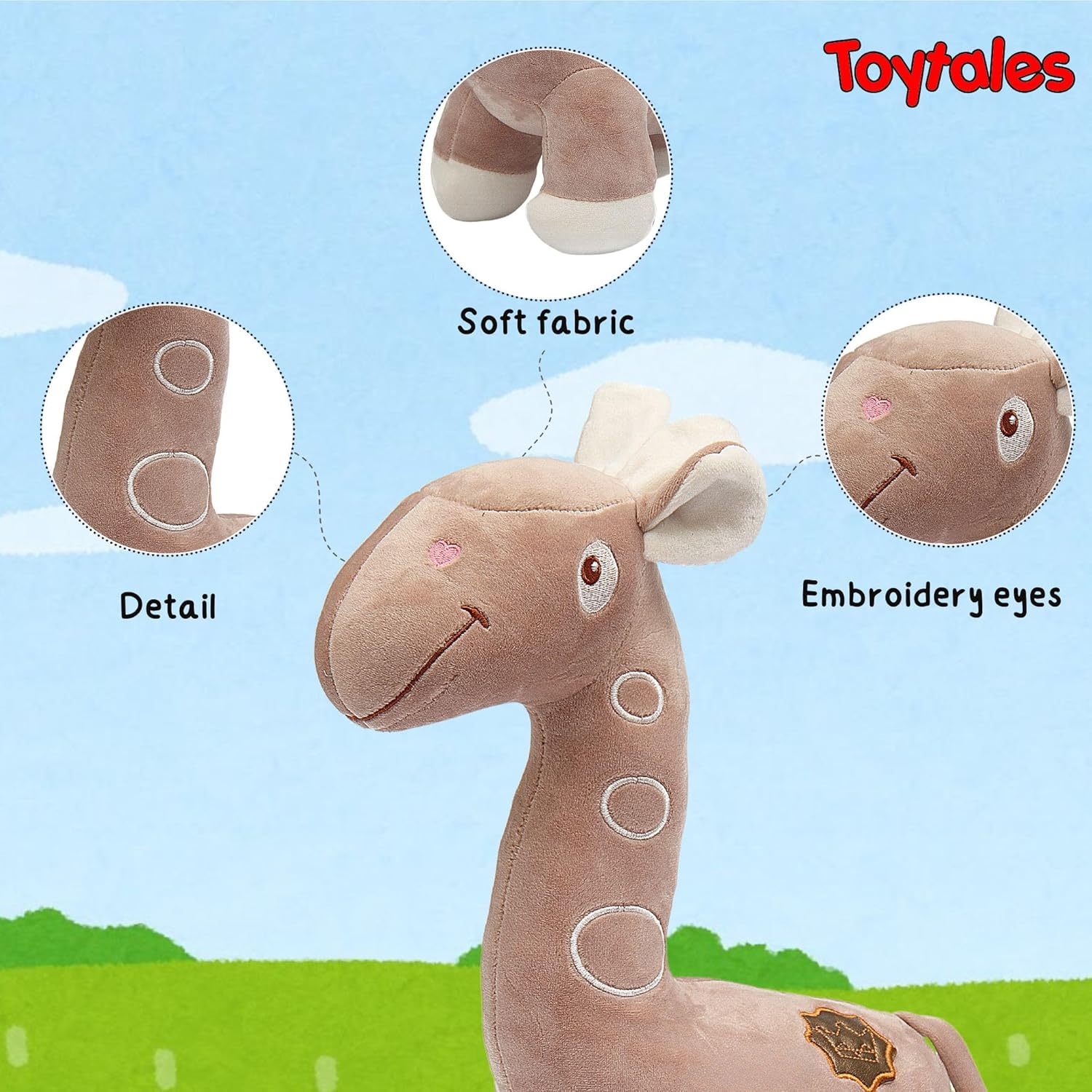 TOYTALES Huggable Cute Henry Giraffe Soft Animal Plush Toy for Kids 35cm