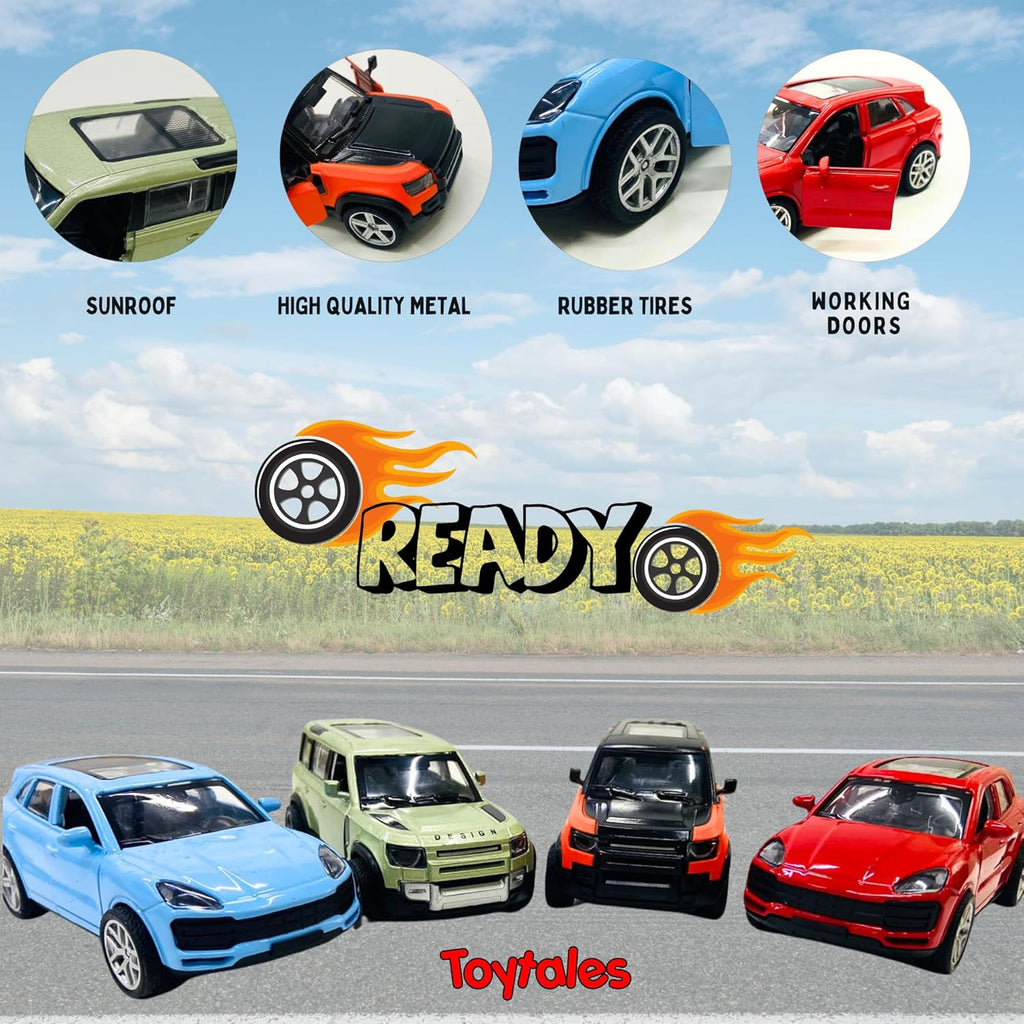 TOYTALES Pull Back Toy Car Toy Set For Kids Pack of 4