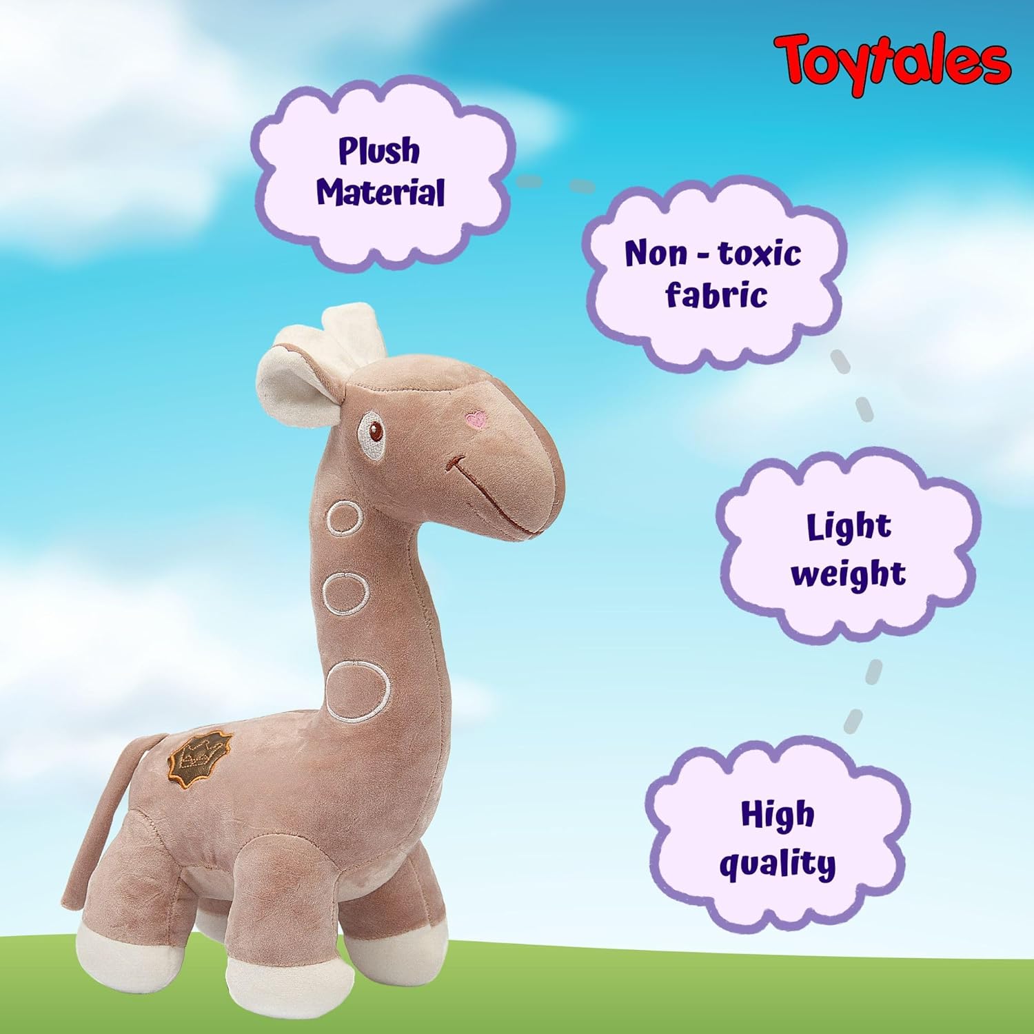 TOYTALES Huggable Cute Henry Giraffe Soft Animal Plush Toy for Kids 35cm